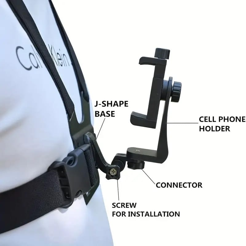 Support de Téléphone et GoPro réglable avec sangle de poitrine, fixation rapide thumbnail 4