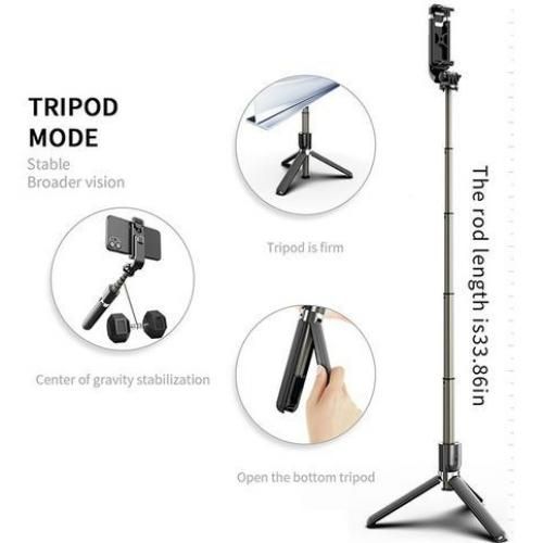 Tripod Selfie Stick Aluminum Alloy Foldable Bluetooth thumbnail 3