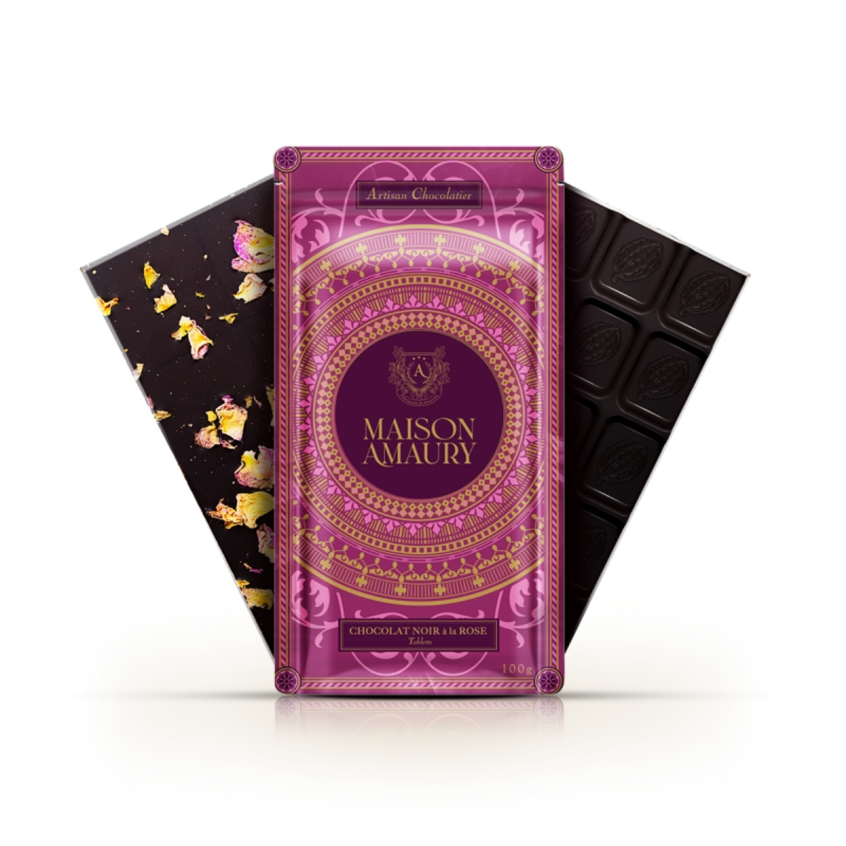 Tablette Chocolat Noir Aux Pétales De Rose thumbnail 1