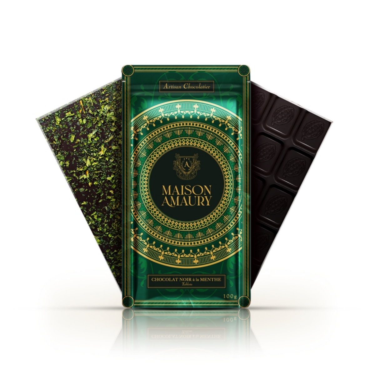 Tablette Chocolat Noir Aux Feuilles De Menthe thumbnail 1