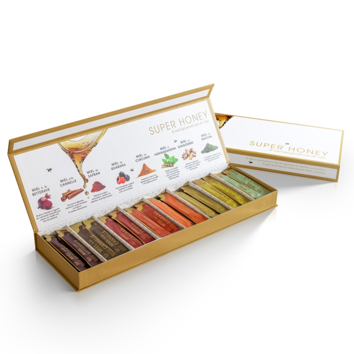 Le coffret Éclat de miel 64 sticks de miels