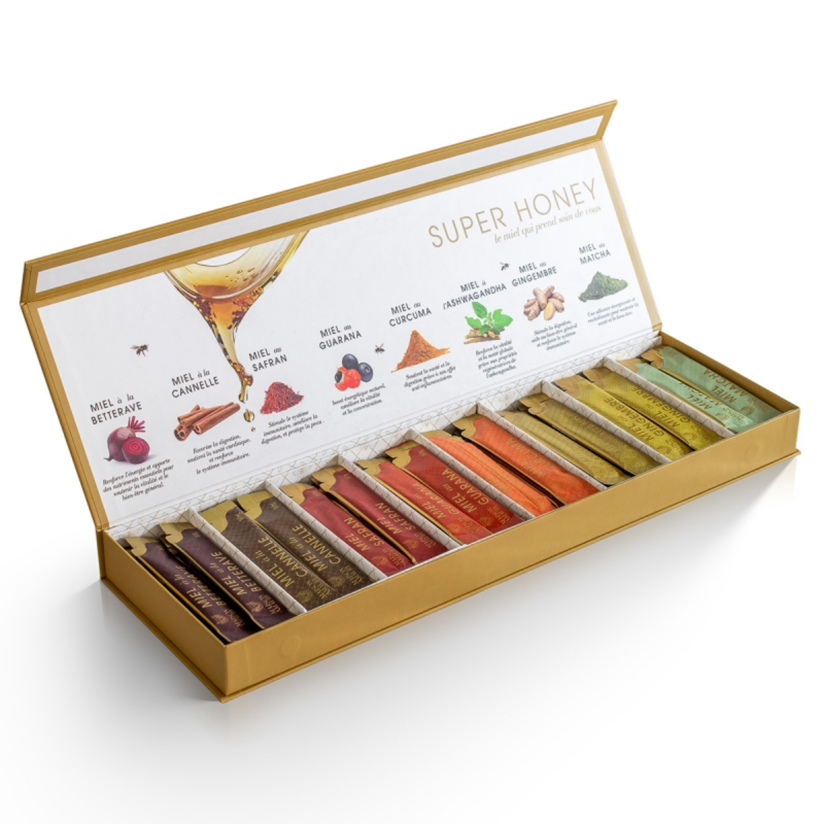 Le coffret Éclat de miel 64 sticks de miels
