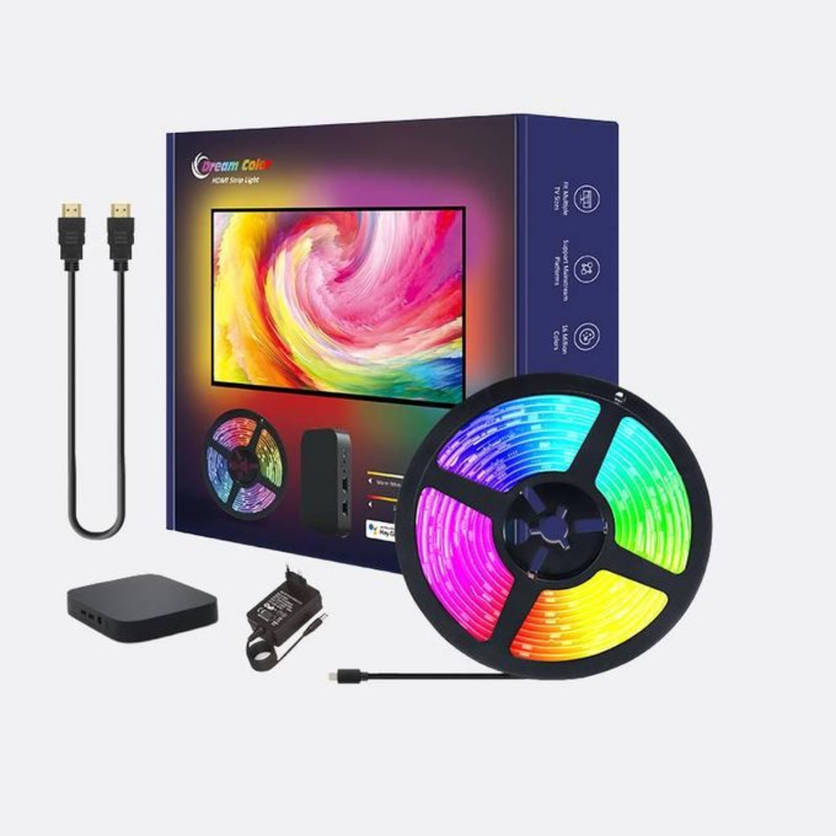 LED SMART TV HDMI 2.0 KIT 18W 12V 3.8m -WIFI+BLE L écran 55-65 pouces