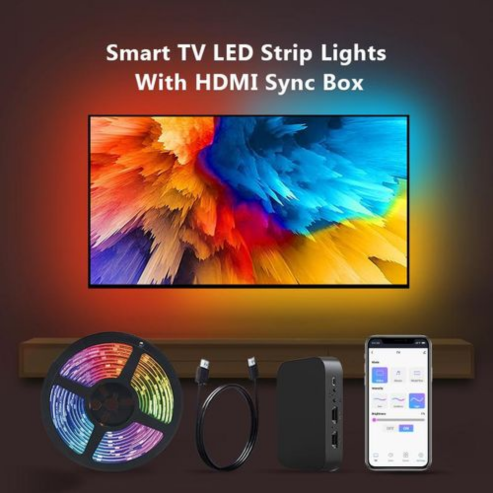 LED SMART TV HDMI 2.0 KIT 18W 12V 3.8m -WIFI+BLE L écran 55-65 pouces