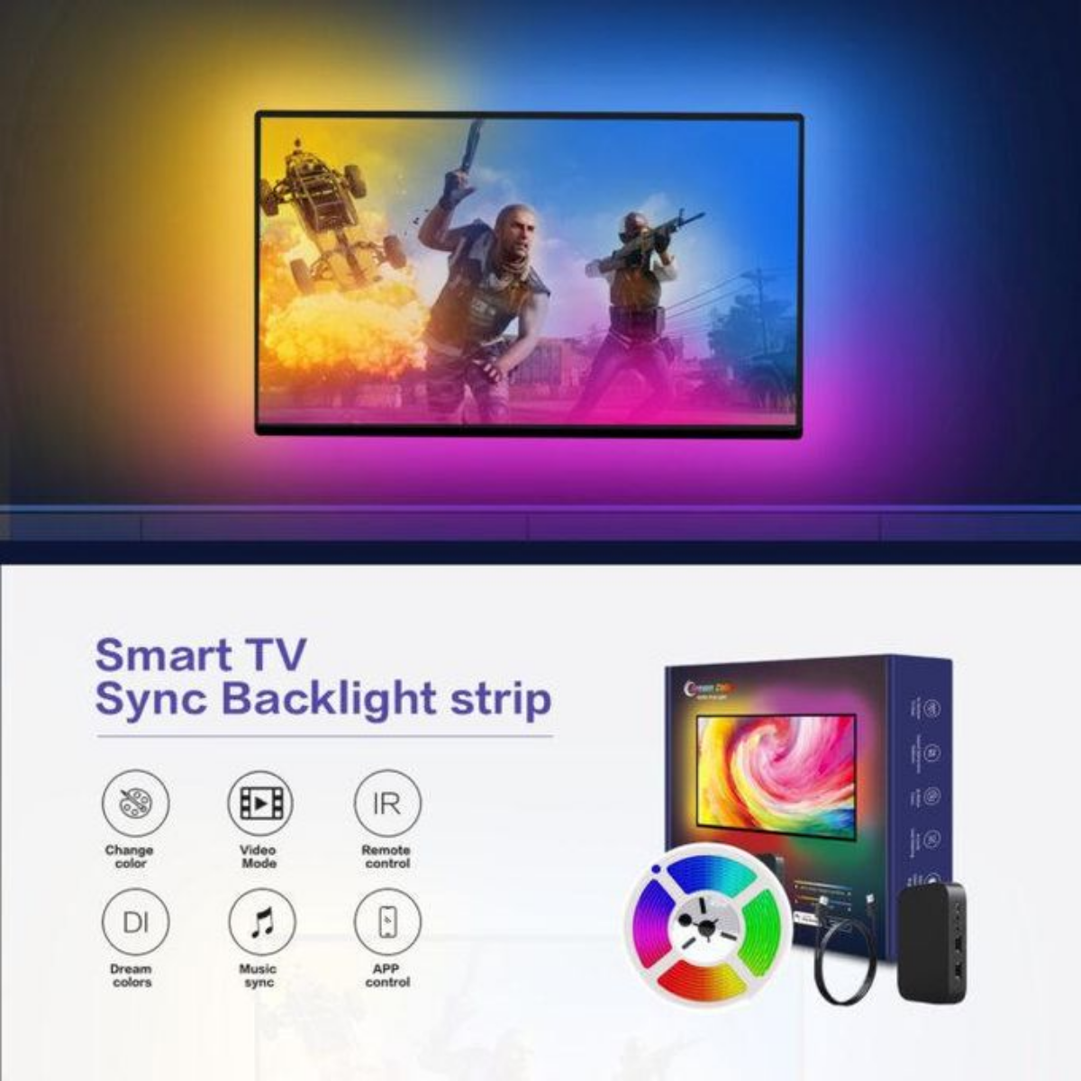 LED SMART TV HDMI 2.0 KIT 18W 12V 3.8m -WIFI+BLE L écran 55-65 pouces thumbnail 3