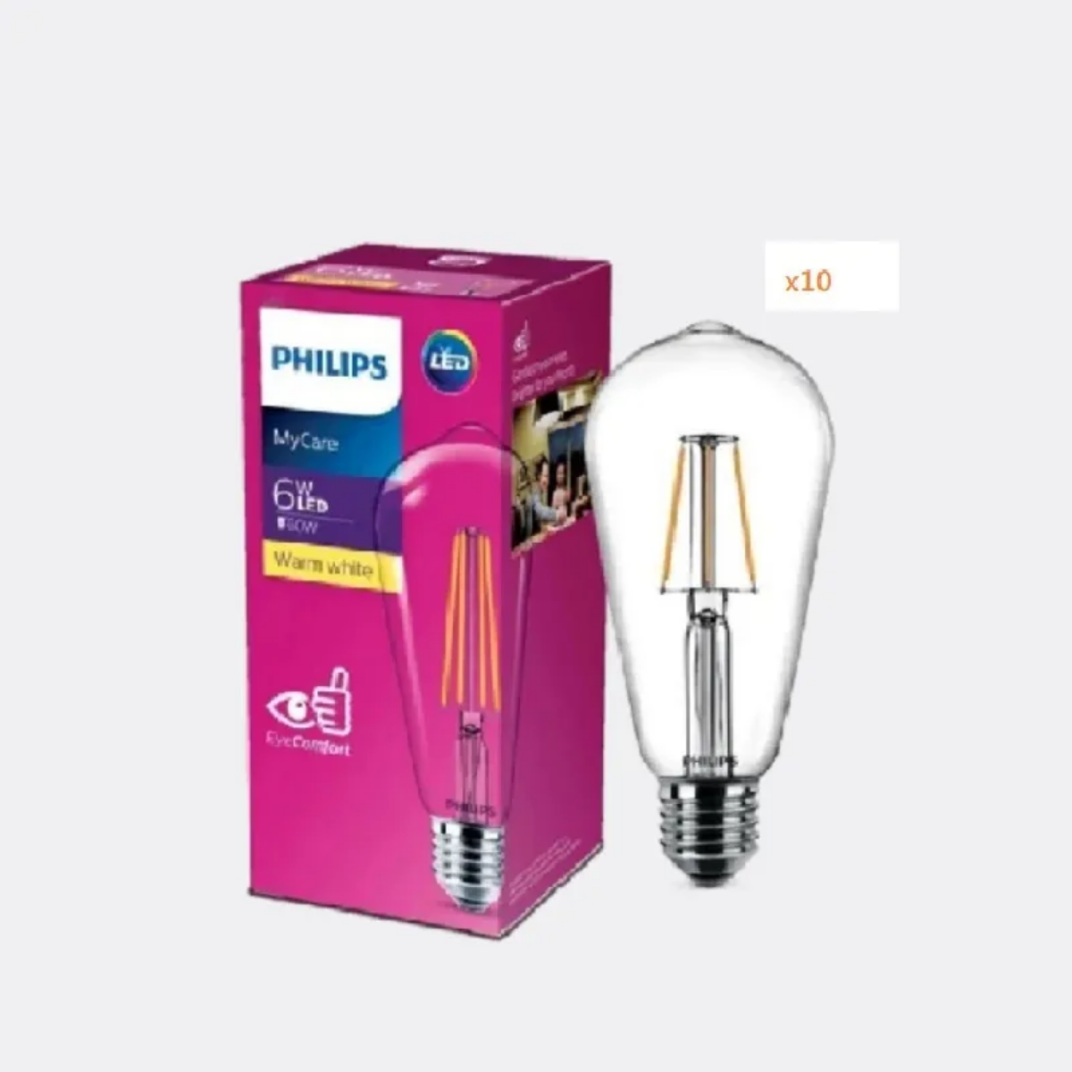 Lot de 10 Lampes grande à  filament LEDClassic 6-60W ST64 E27 830 blanc chaud