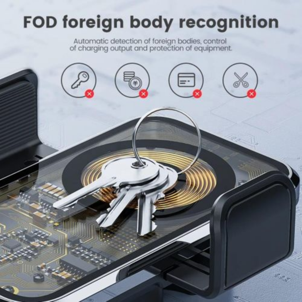 Support de téléphone à serrage automatique à charge rapide, 15W, grille daération thumbnail 1