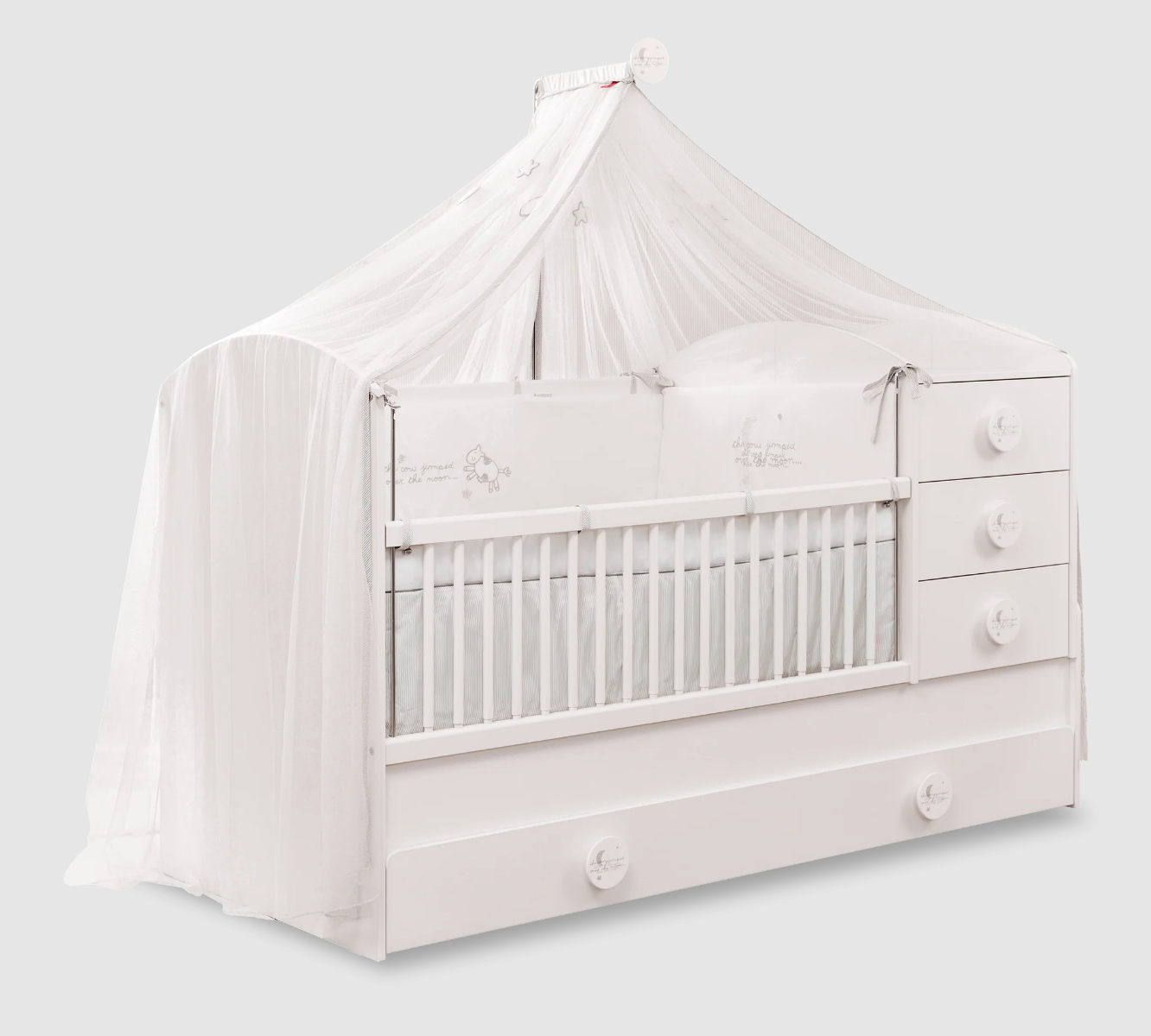 Lit évolutif Baby Cotton (Avec Lit tiroir) (80x180 cm)