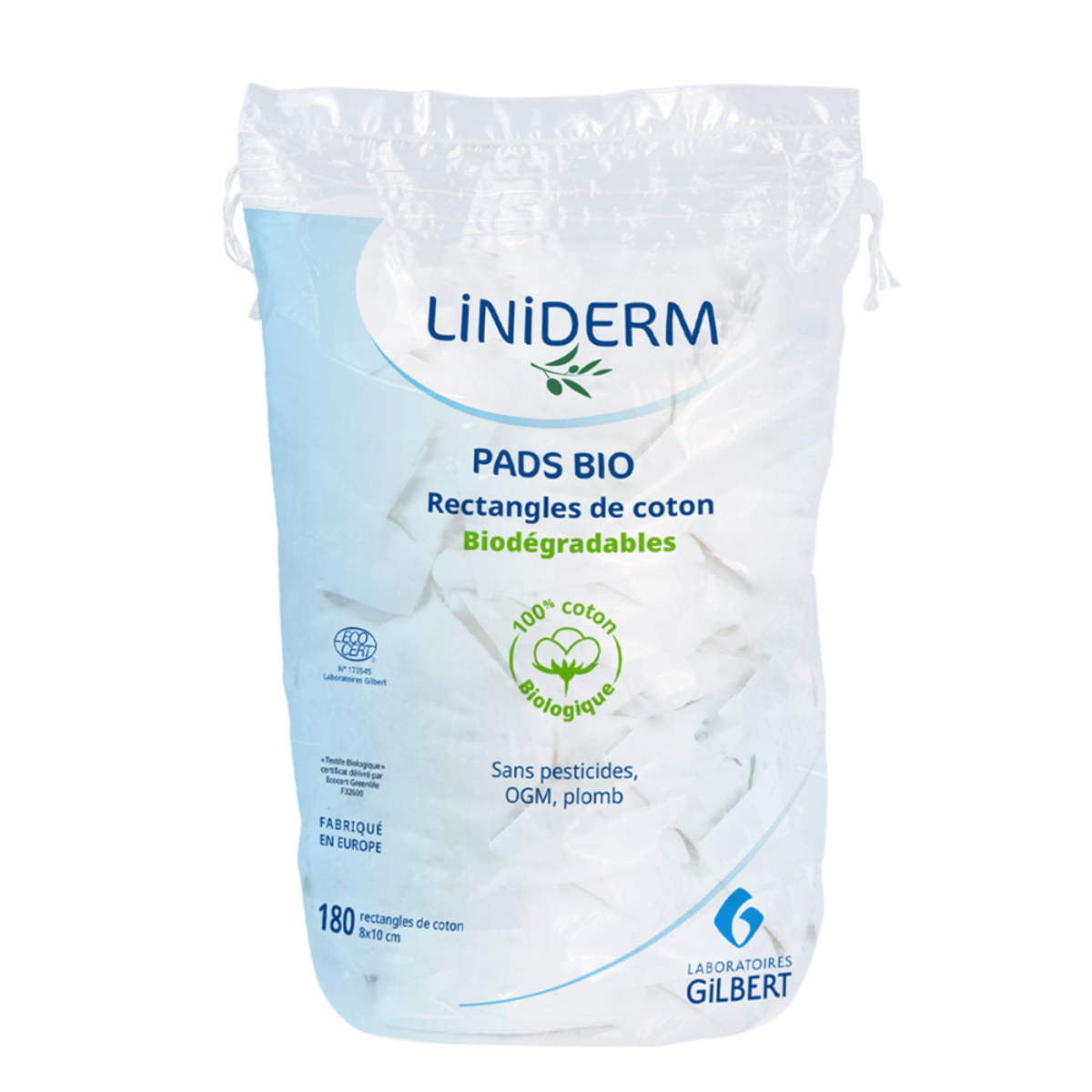 Pads Bio Rectangles de Coton - 180 Pièces