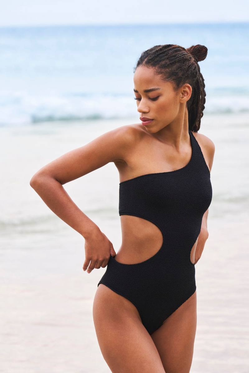 Maillot De Bain 1 Pièce Découpe Côte En Matière Extensible thumbnail 3