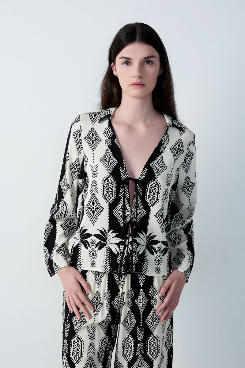 Déshabillé À Nouer Avec Motifs