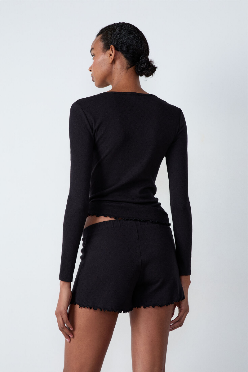 Short De Pyjama En Coton En Pointelle