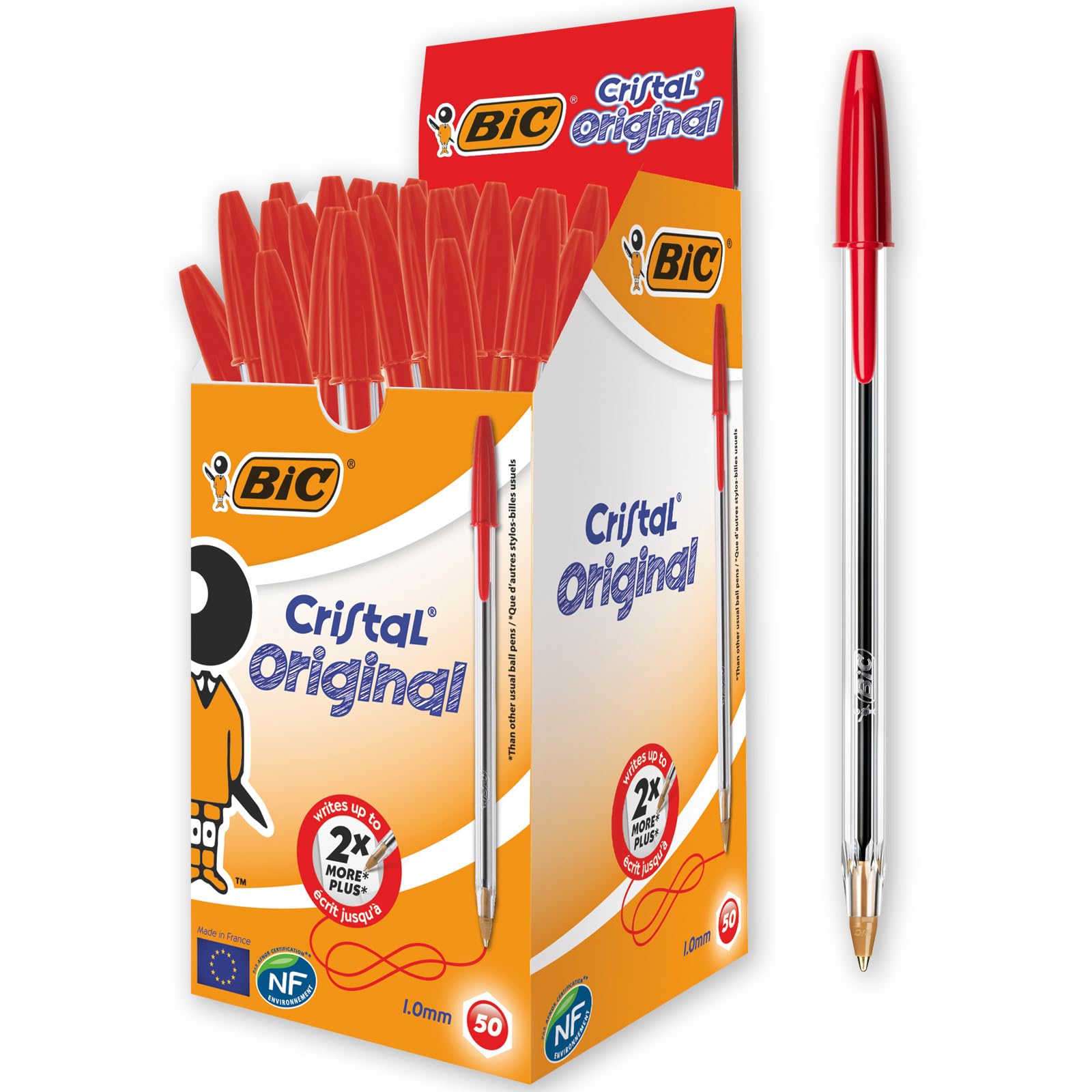 Stylo bille Bic Cristal Original Boite de 50 Stylos