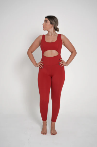 Jump Suit - Cut Out- Red Cherry