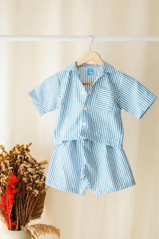 Ensemble Bali 2 Pieces pour enfant unisexe chemisier et short rayé thumbnail 2