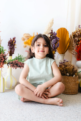 Ensemble TIKKI 2 Pieces pour enfant fille chemisier a nœud et short rayé