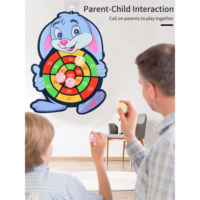 Jeu de Fléchette pour Enfants Jouets Éducatif Interactif, avec 3 Balles Collantes - Thème Lapin