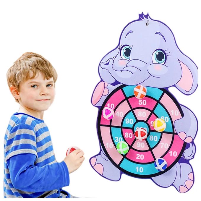 Jeu de Fléchette pour Enfants, Jouets Éducatif Interactif, avec 3 Balles Collantes - Thème Éléphant