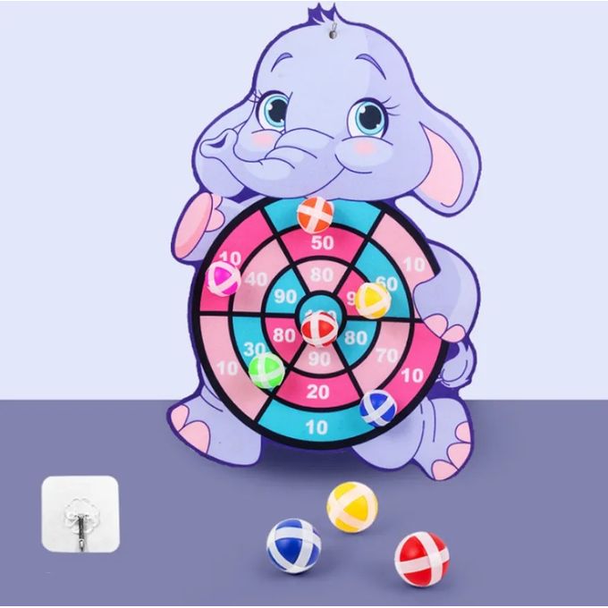 Jeu de Fléchette pour Enfants, Jouets Éducatif Interactif, avec 3 Balles Collantes - Thème Éléphant