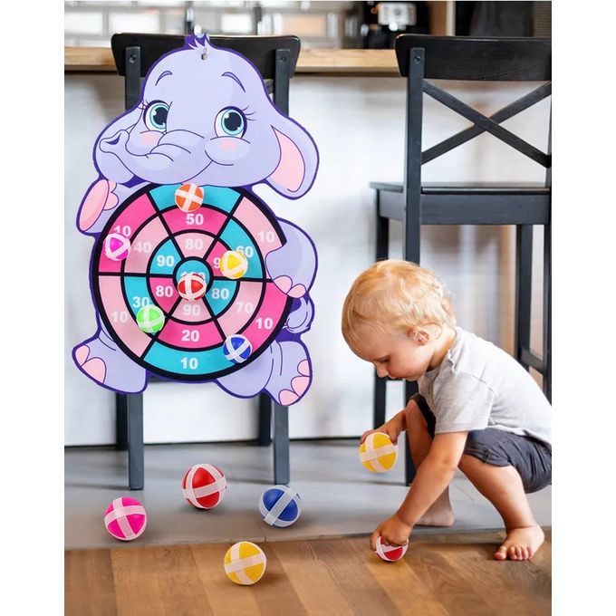 Jeu de Fléchette pour Enfants, Jouets Éducatif Interactif, avec 3 Balles Collantes - Thème Éléphant thumbnail 4