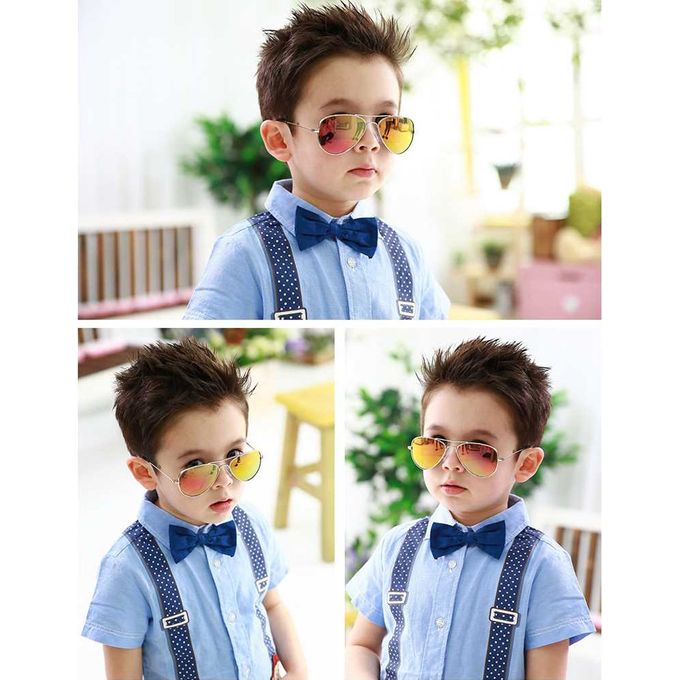 Lunette de Soleil Pilote Classique pour Enfants Mode en Métal