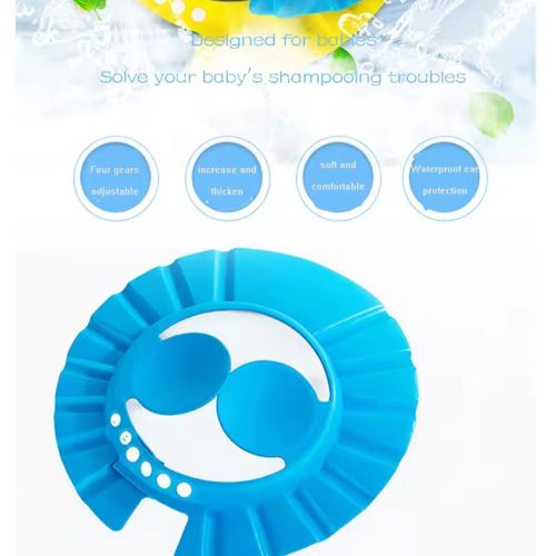 Bonnets de Douche Bébé Réglables Bleu – Chapeau de Shampoing Imperméable avec Protection Oreilles & Yeux thumbnail 3
