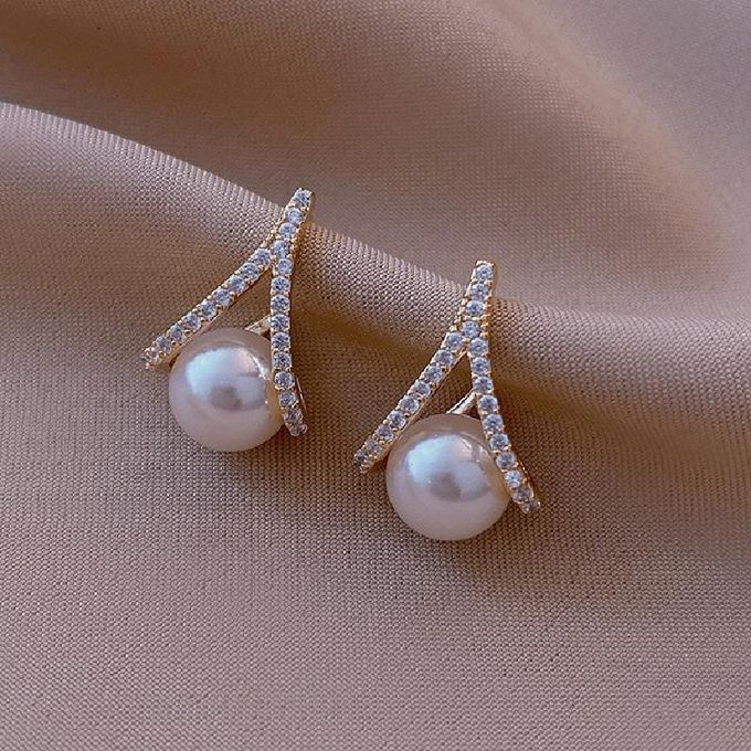 Boucles D'oreilles avec Strass et Perle