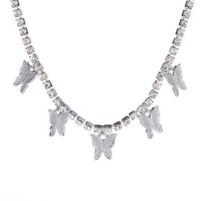 Collier Pendentif Papillon en Brillant Cristallisé thumbnail 1