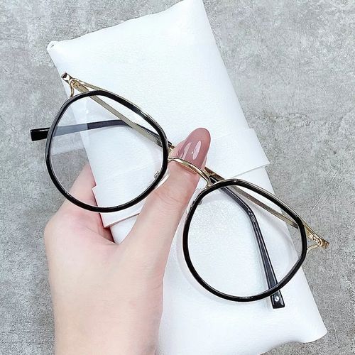 Lunettes rondes anti-lumière bleue noir et doré – Protection et style élégant unisexe
