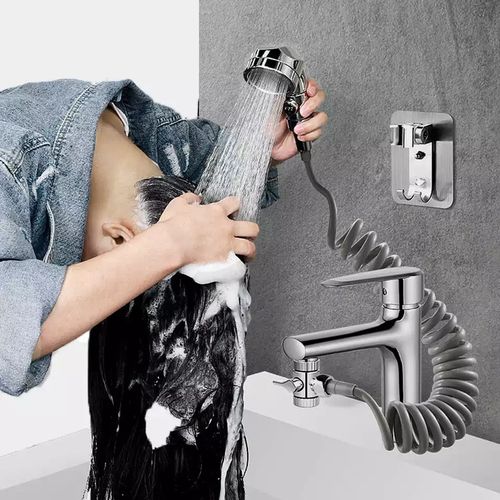 Robinet d'eau Douchette de Salle de Bain, Tuyau Télescopique, Parfait pour Laver les Cheveux ou Nettoyer le Lavabo