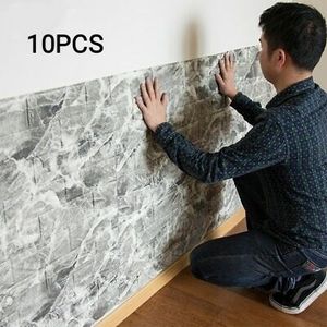 Pack 10 Papier peint adhesif 3d reel autocollant impermiable et lavable Anti-humidité Marbre 77/70