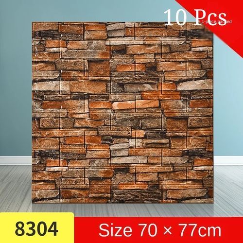 10 Pcs Adhésif Mural Anti-humidité sous forme de Briques 3D de taille 77*70