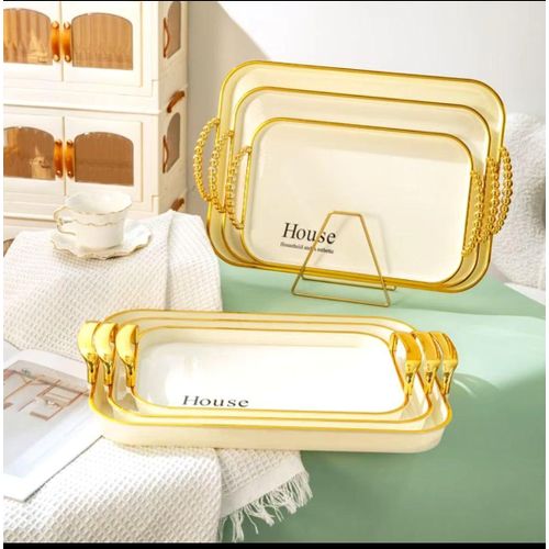 Set de 3 Plateaux en plastiques rectangulaire multi-usages