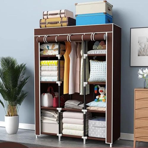 Armoire Chambre Rangement Penderie de Vêtement en Tissu