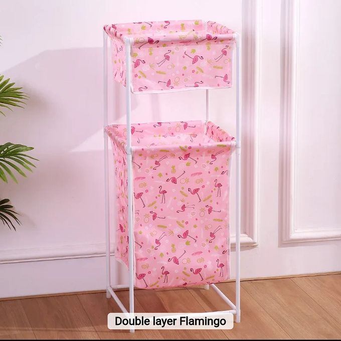 Panier à 2 Grilles Multifonction Rangement pour Vêtements Sales 85/33cm