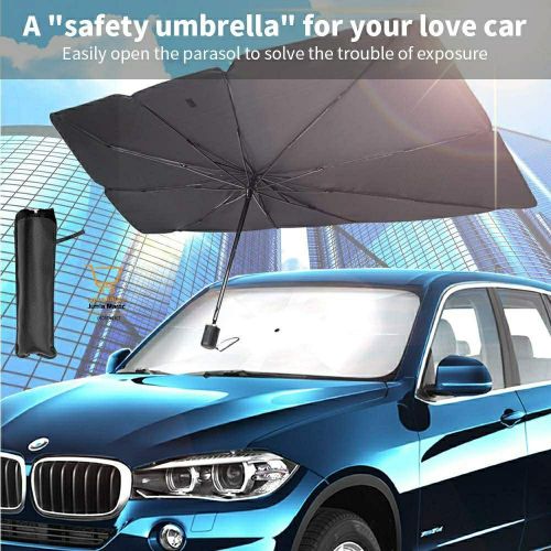 Couvre Pare-brise Parapluie pliable en titane et argent, bloc de lumière, rayons ultraviolets, et aide au refroidissement intérieure de la voiture