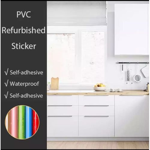 Rouleaux Papier Adhésif décoratif Imperméable pour meuble Et Cuisine - Blanc