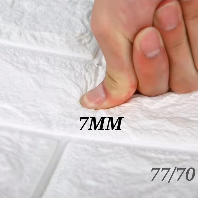 10 PCS Adhesife Paneaux Mural Anti-humidité Brique Papier Peint, ORIGINAL 77*70 Blanc 7MM