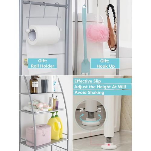 Étagère de salle de bain en métal 166x50x25cm-blanc thumbnail 3