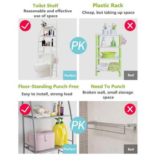 Étagère de salle de bain en métal 166x50x25cm-blanc thumbnail 4