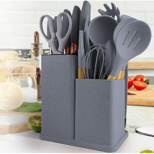 Ensemble de ustensiles de cuisine 19 pcs avec support de Silicone
