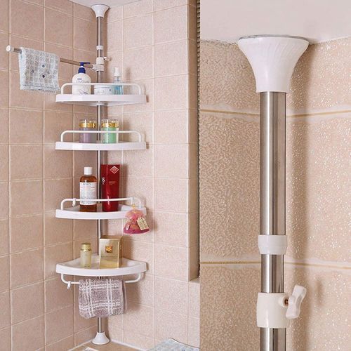 Étagère télescopique réglable à 4 niveaux organisateur de salle de bain thumbnail 3