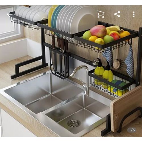 Egoutoire daluminium à 2 niveaux double évier étagère de cuisine réglable