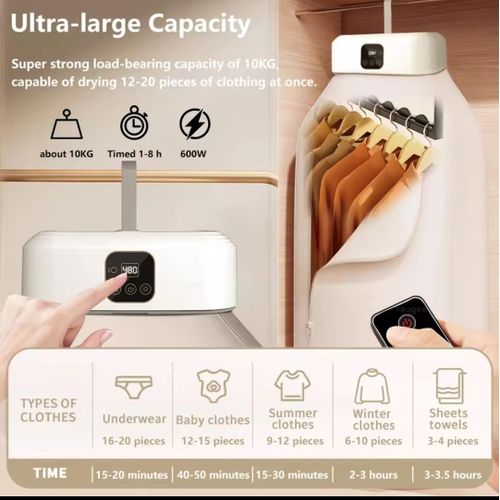 Sèche Linge Electrique Séchoir , Sèche Vêtement sac de séchage Cintre Portable thumbnail 3