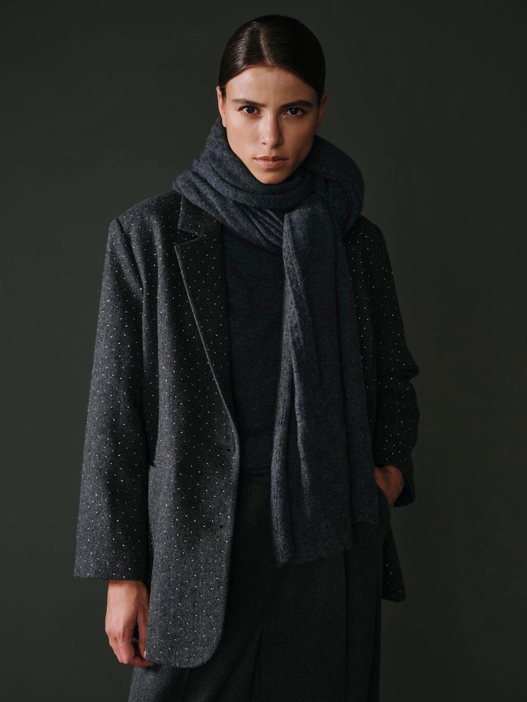 BLAZER A STRASS GRIS FONCÉ