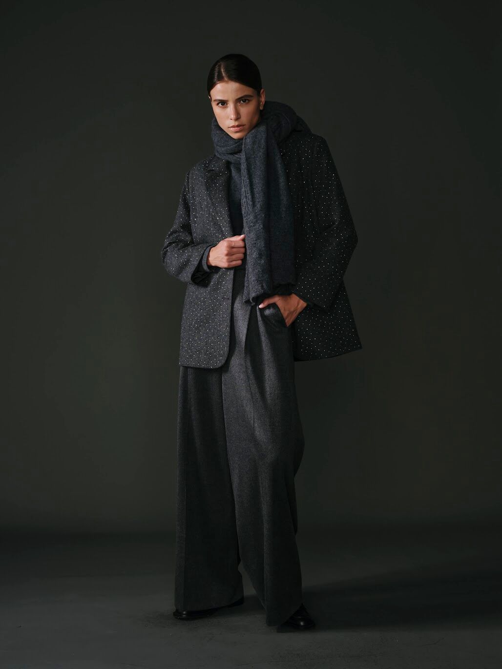 BLAZER A STRASS GRIS FONCÉ