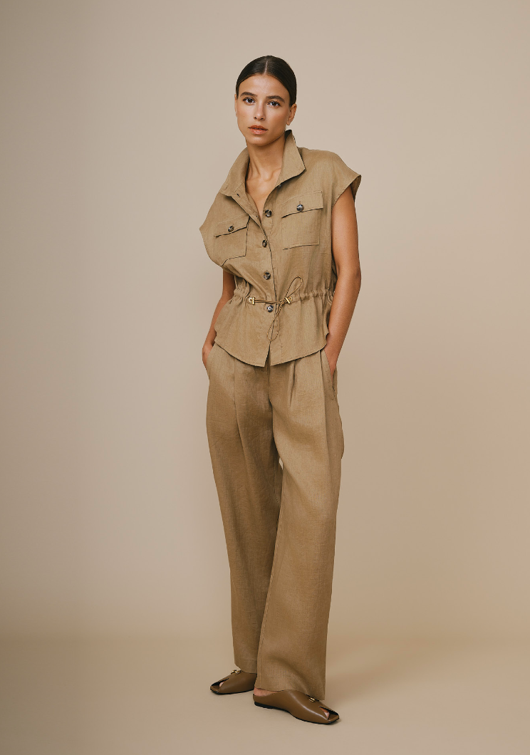 Pantalon en Lin Beige