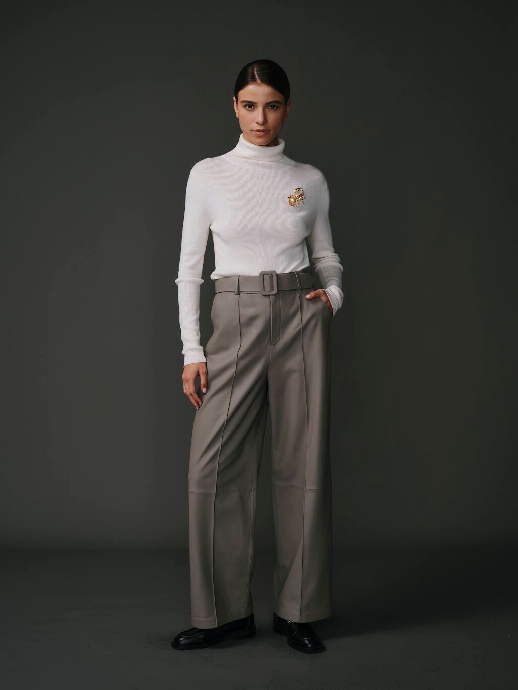 PANTALON CUIR – GRIS