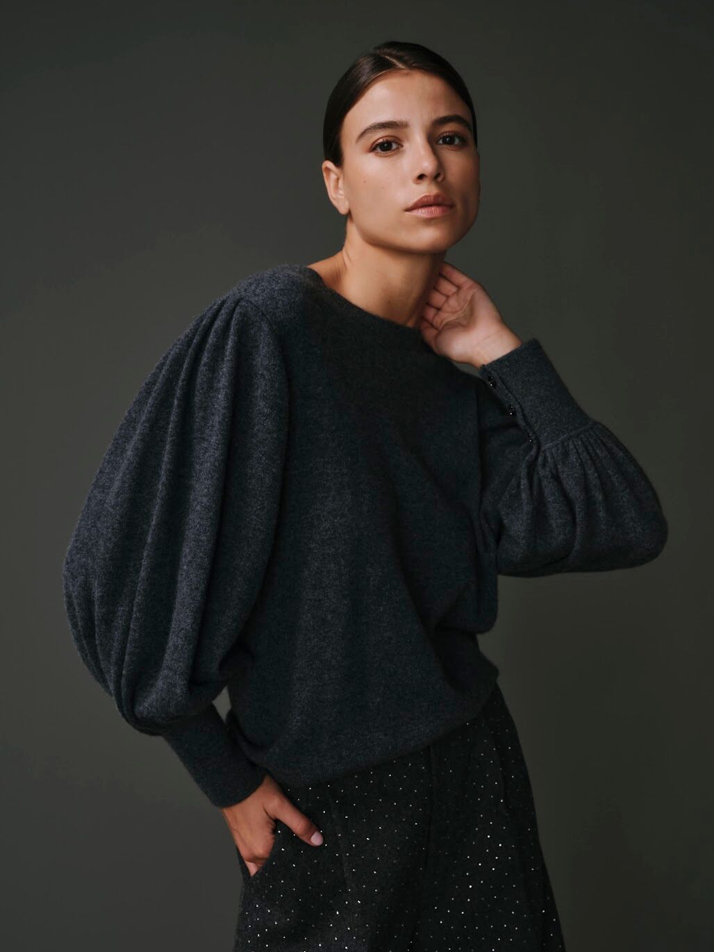 PANTALON A STRASS – GRIS thumbnail 3