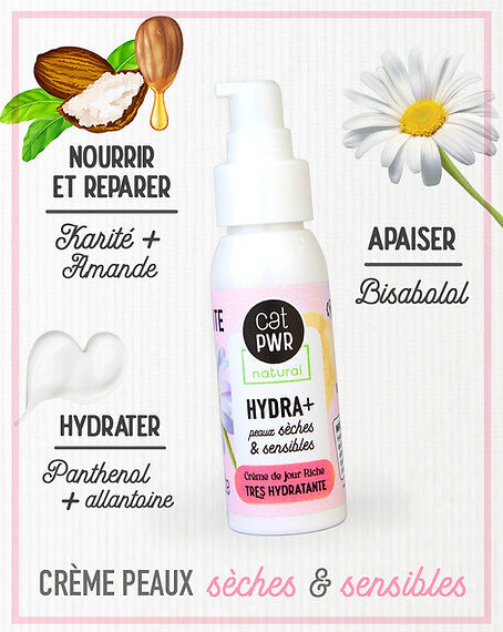 Hydra+ Crème Très Hydratante et Apaisante pour peaux Sèches et Sensibles